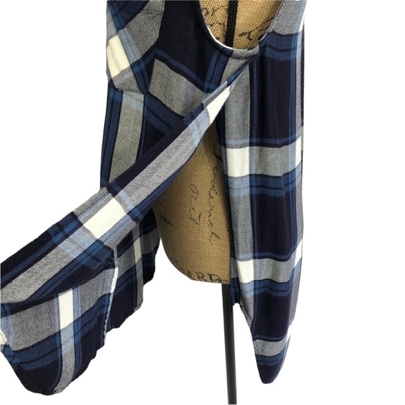 Rails Long Boho Plaid Tunic Top High Low Blue Size Small - Picture 9 of 13